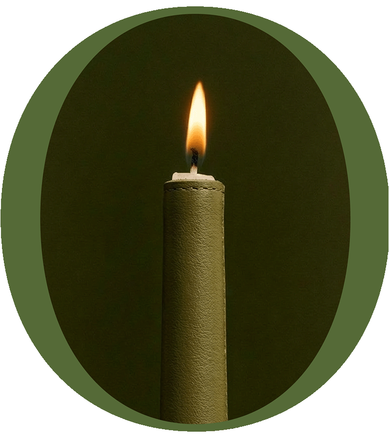 Olive leather candle — other industrial Oleatex applications